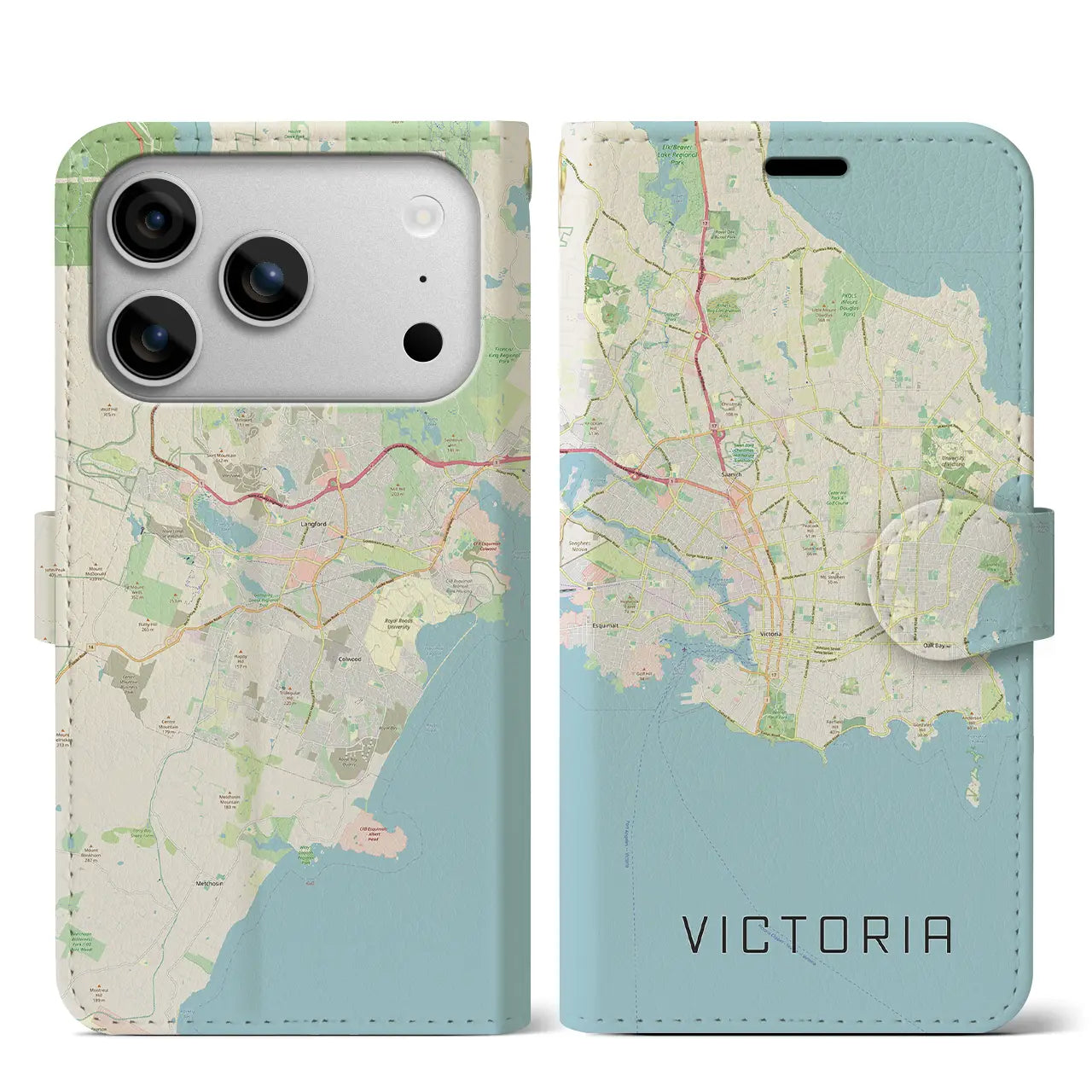 【ビクトリア(カナダ)】地図柄iPhoneケース(手帳タイプ)