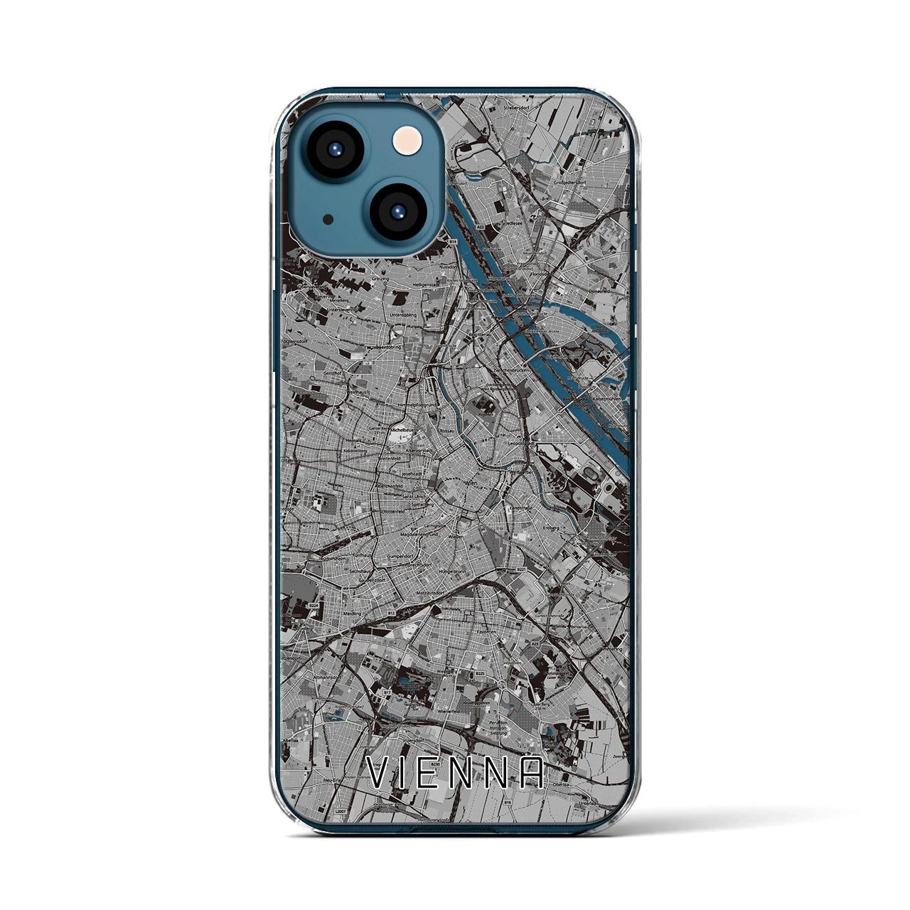 【ウィーン(オーストリア)】地図柄iPhoneケース(クリアタイプ)