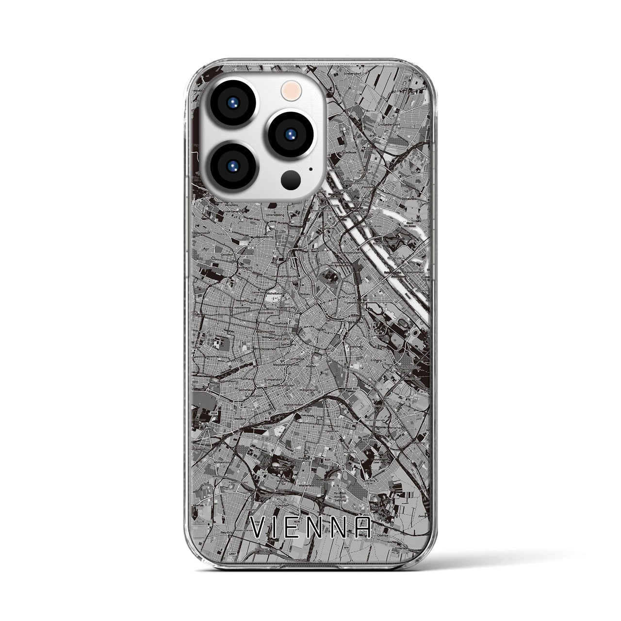 【ウィーン(オーストリア)】地図柄iPhoneケース(クリアタイプ)