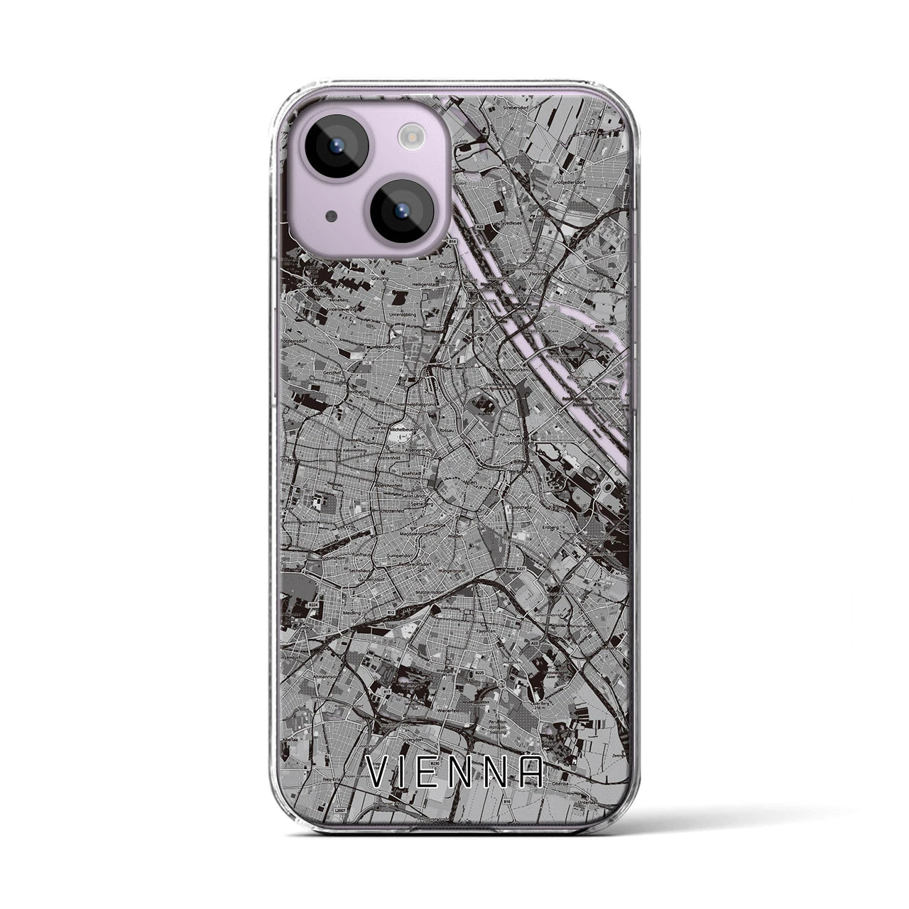 【ウィーン(オーストリア)】地図柄iPhoneケース(クリアタイプ)