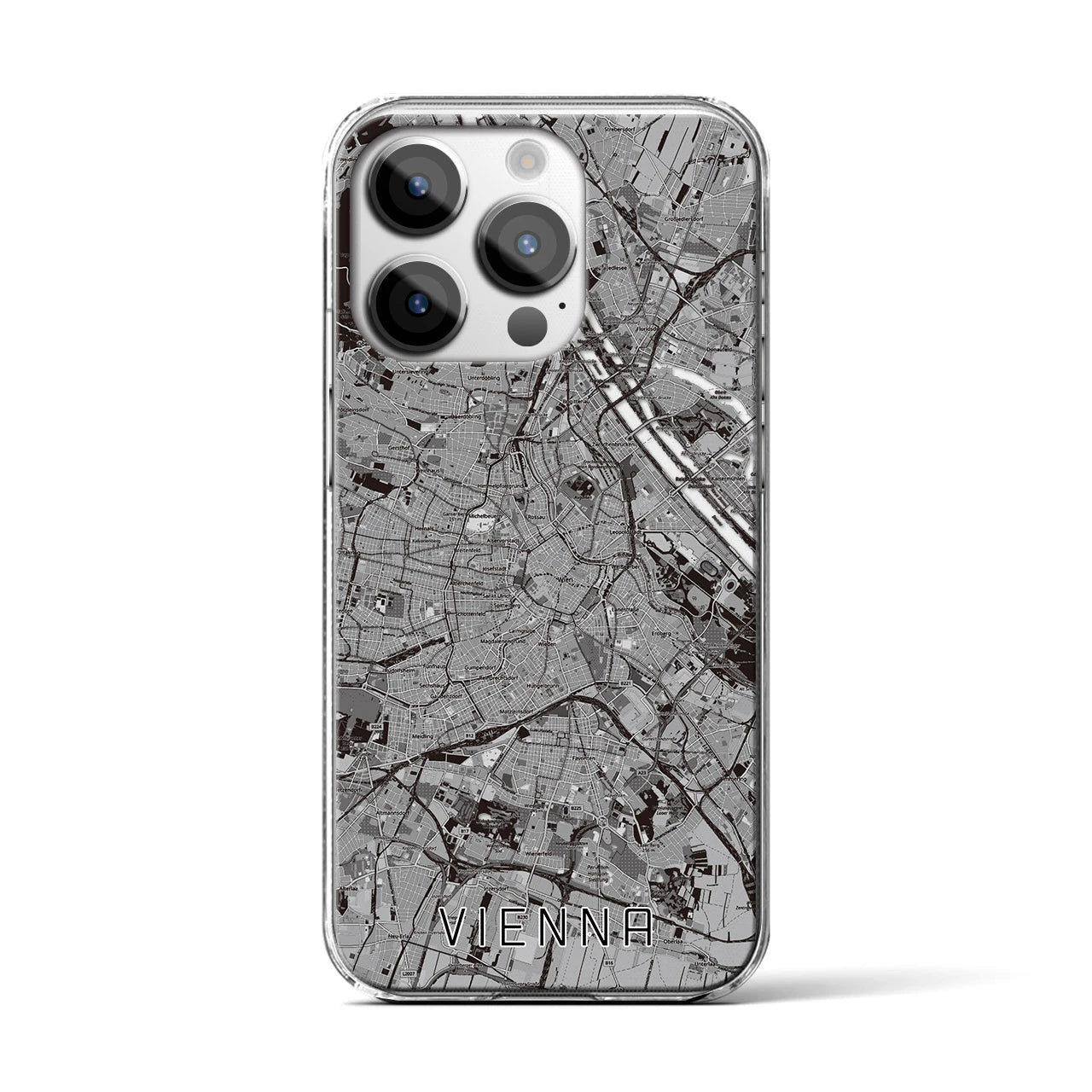【ウィーン(オーストリア)】地図柄iPhoneケース(クリアタイプ)