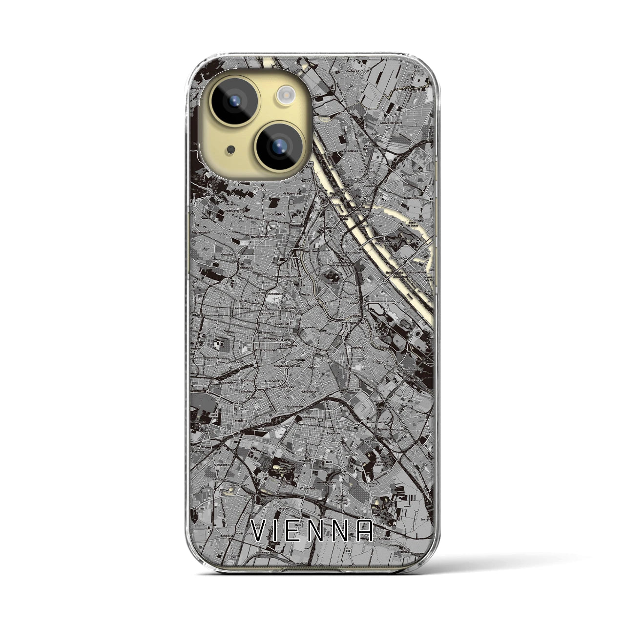 【ウィーン(オーストリア)】地図柄iPhoneケース(クリアタイプ)