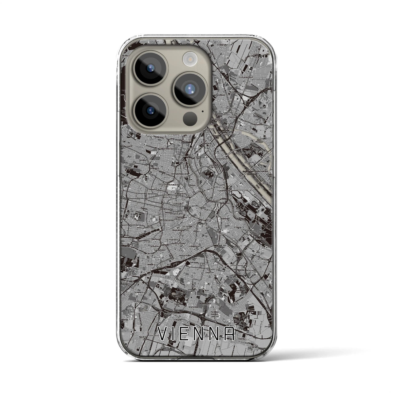 【ウィーン(オーストリア)】地図柄iPhoneケース(クリアタイプ)