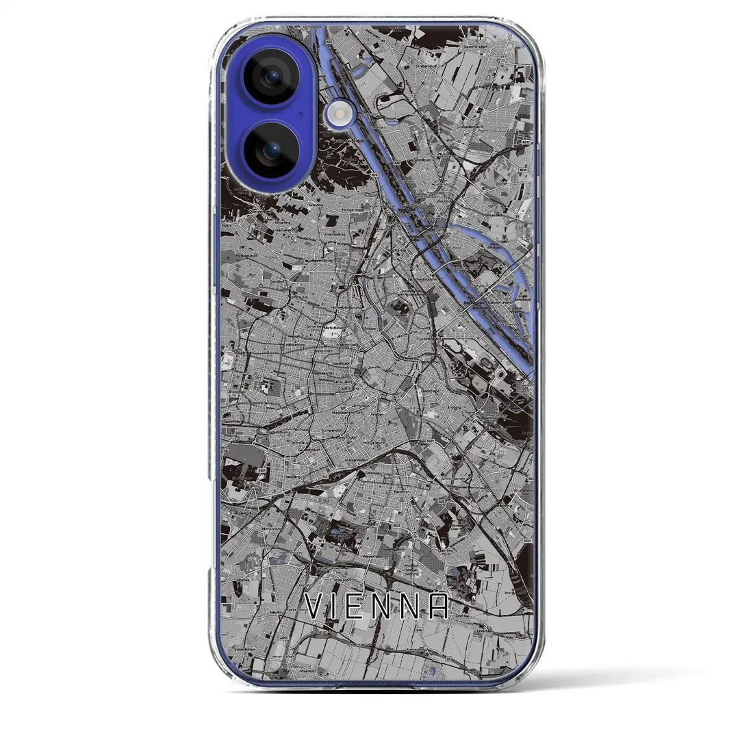 【ウィーン(オーストリア)】地図柄iPhoneケース(クリアタイプ)モノトーン・iPhone 16 Pro Max 用