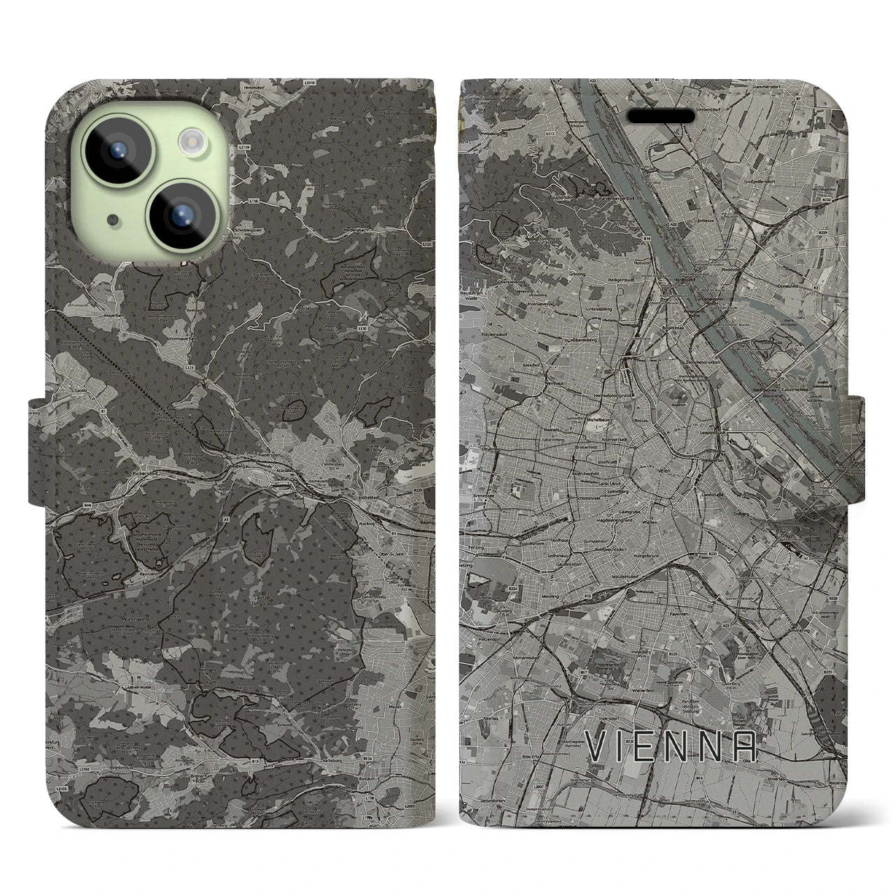 【ウィーン(オーストリア)】地図柄iPhoneケース(手帳タイプ)