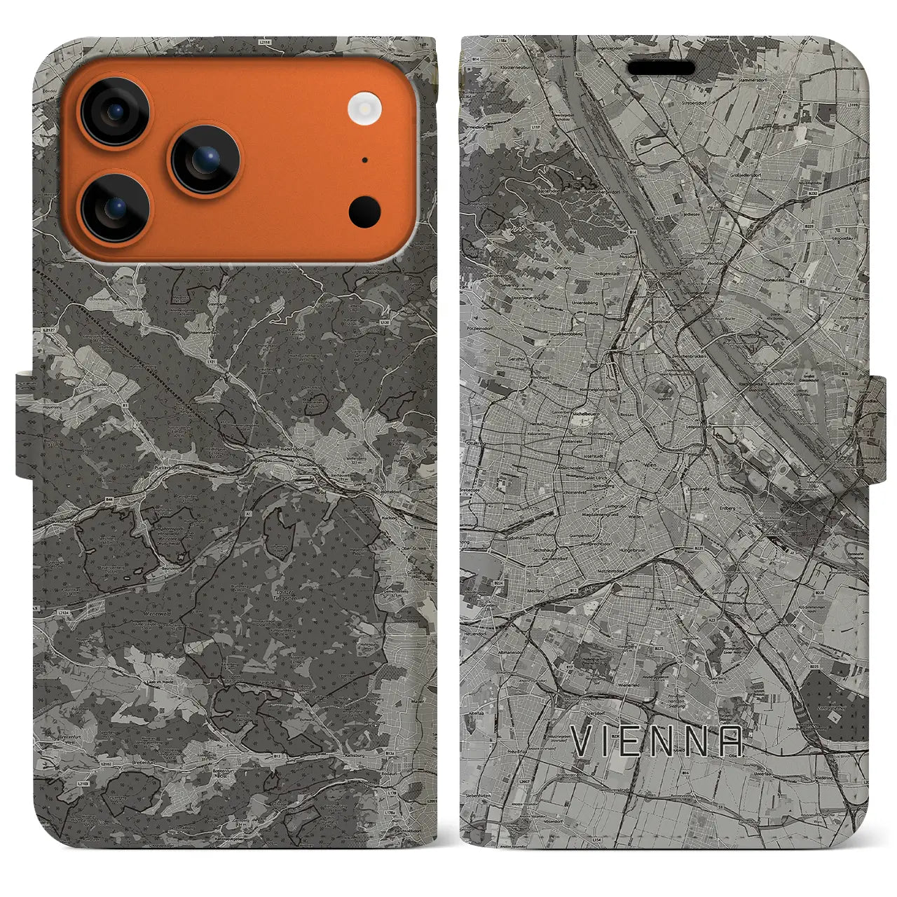 【ウィーン(オーストリア)】地図柄iPhoneケース(手帳タイプ)