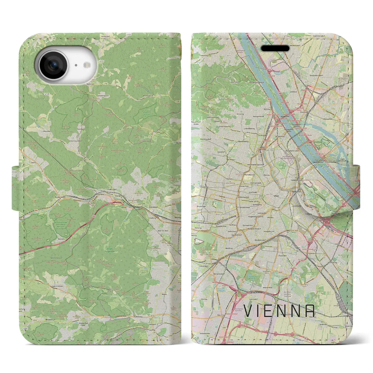 【ウィーン(オーストリア)】地図柄iPhoneケース(手帳タイプ)