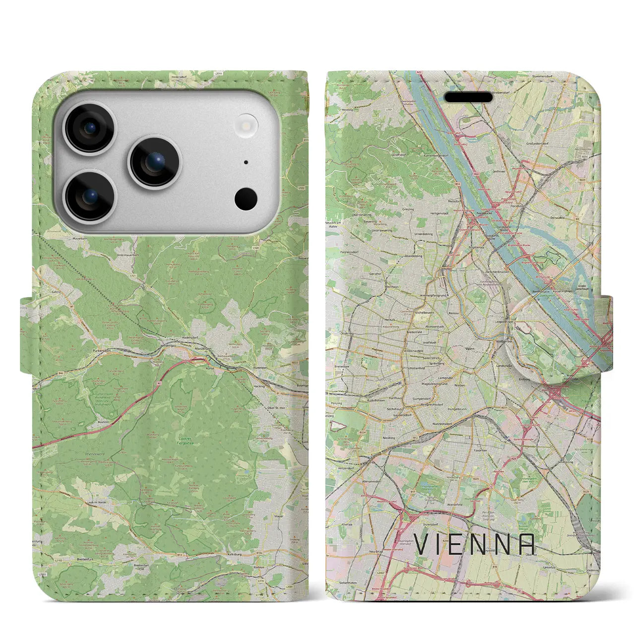 【ウィーン(オーストリア)】地図柄iPhoneケース(手帳タイプ)