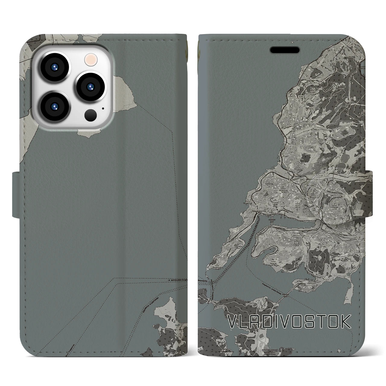 【ウラジオストク(ロシア)】地図柄iPhoneケース(手帳タイプ)