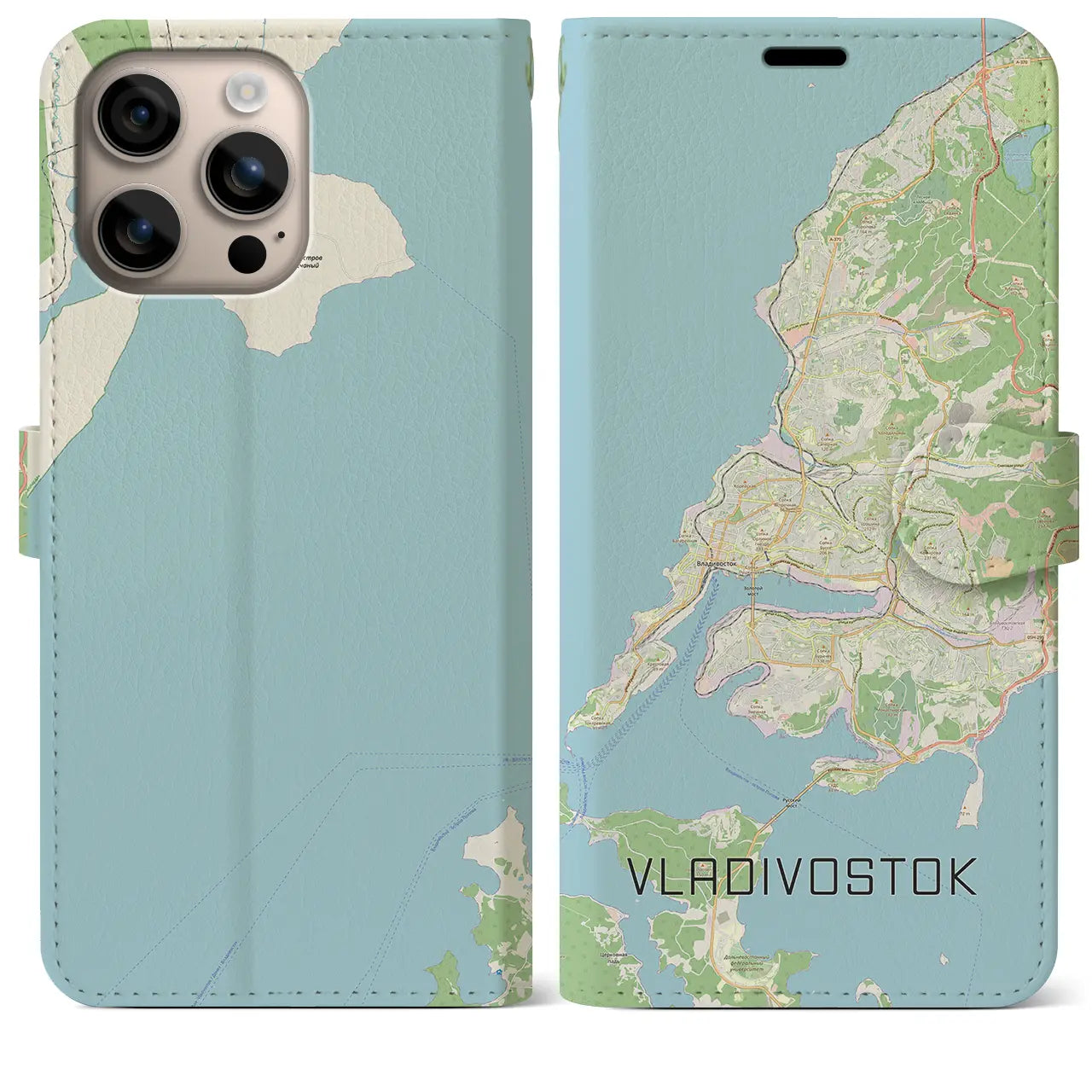 【ウラジオストク(ロシア)】地図柄iPhoneケース(手帳タイプ)ナチュラル・iPhone 16 Plus 用