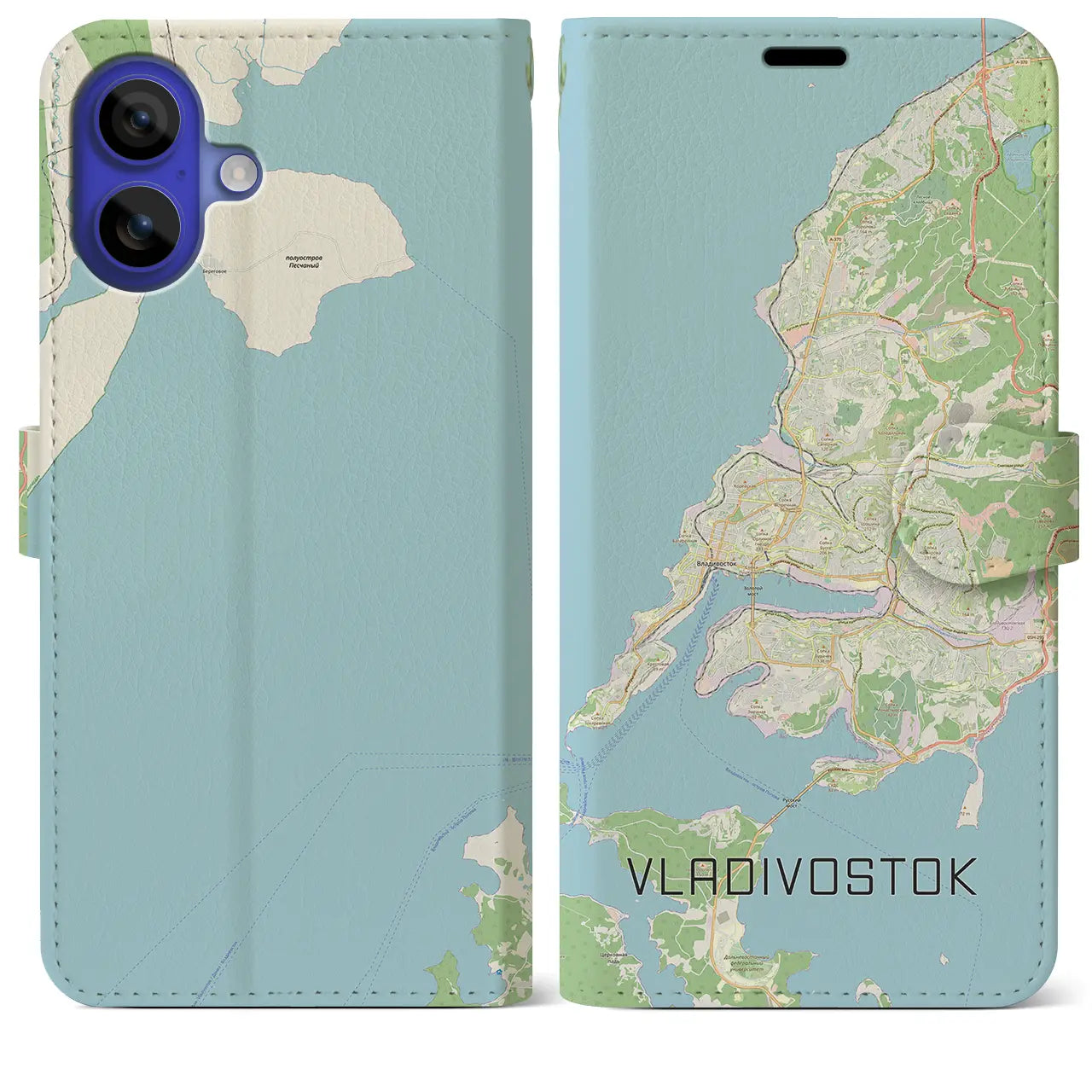 【ウラジオストク(ロシア)】地図柄iPhoneケース(手帳タイプ)ナチュラル・iPhone 16 Pro Max 用