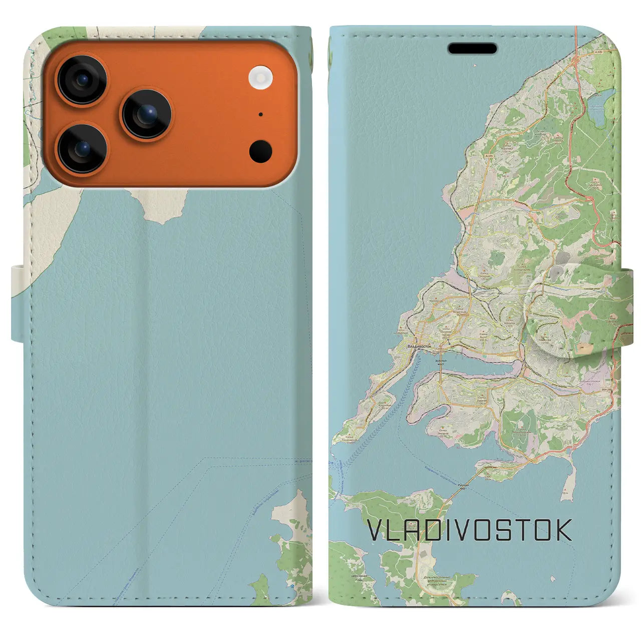 【ウラジオストク(ロシア)】地図柄iPhoneケース(手帳タイプ)