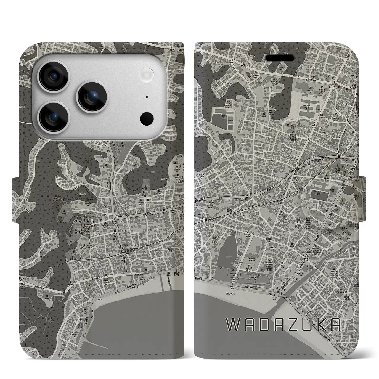 【和田塚(神奈川県)】地図柄iPhoneケース(手帳タイプ)