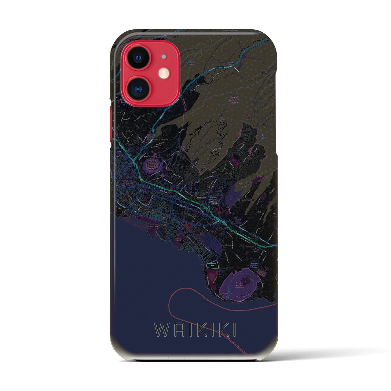 【ワイキキ2(アメリカ)】地図柄iPhoneケース(バックカバータイプ)