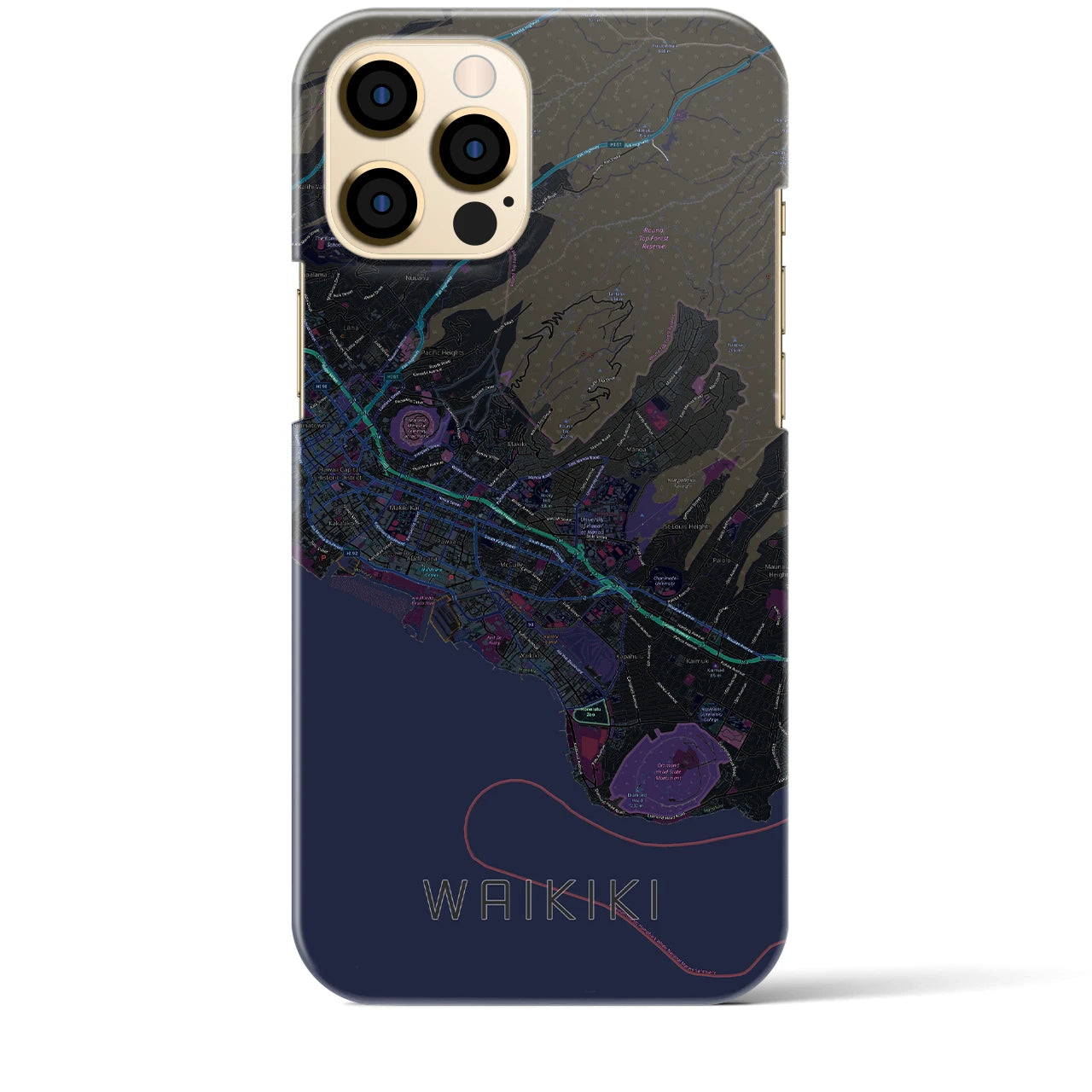 【ワイキキ2(アメリカ)】地図柄iPhoneケース(バックカバータイプ)