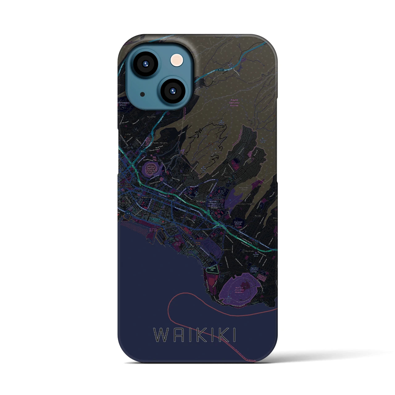 【ワイキキ2(アメリカ)】地図柄iPhoneケース(バックカバータイプ)
