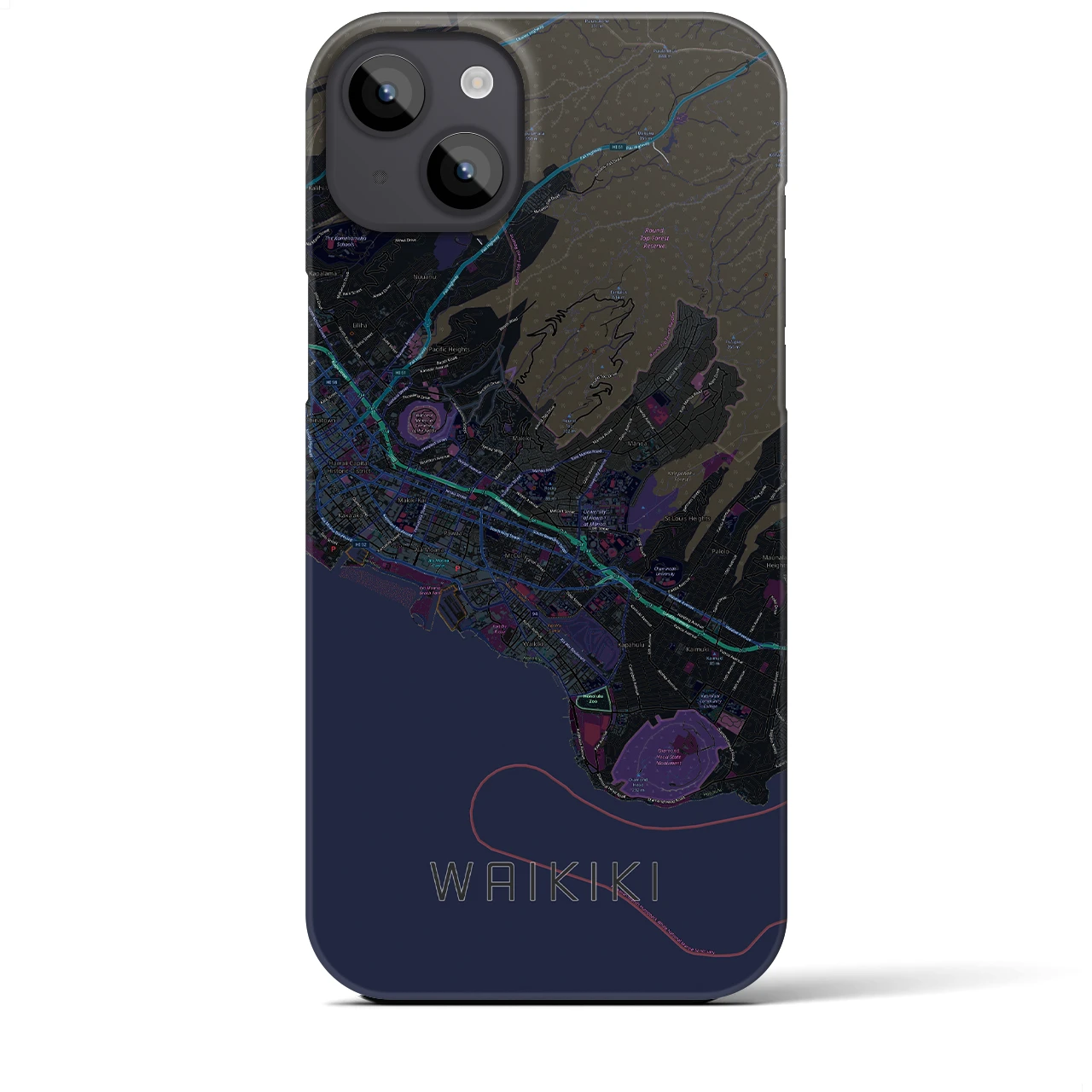 【ワイキキ2(アメリカ)】地図柄iPhoneケース(バックカバータイプ)