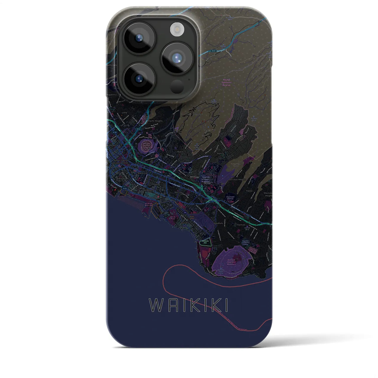 【ワイキキ2(アメリカ)】地図柄iPhoneケース(バックカバータイプ)