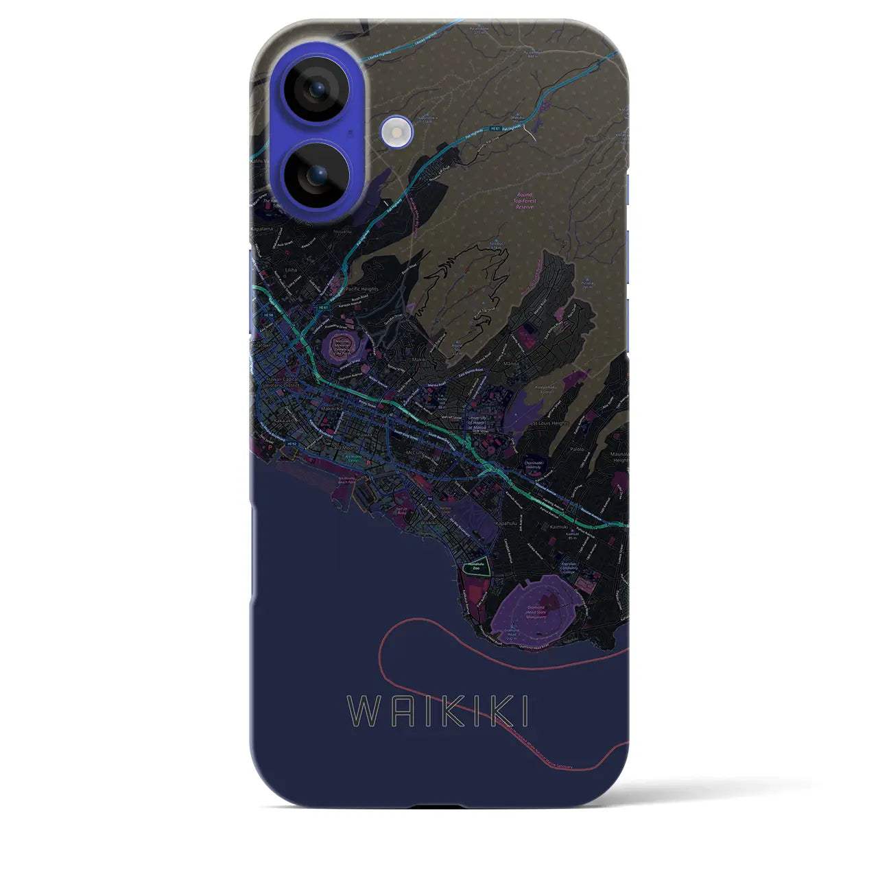 【ワイキキ2(アメリカ)】地図柄iPhoneケース(バックカバータイプ)