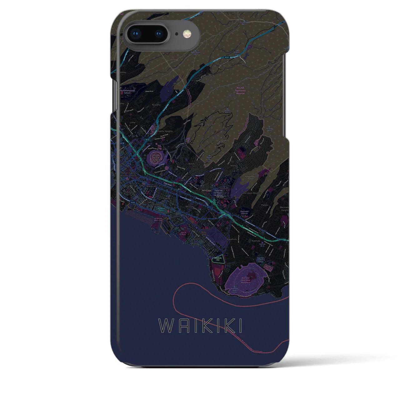 【ワイキキ2(アメリカ)】地図柄iPhoneケース(バックカバータイプ)