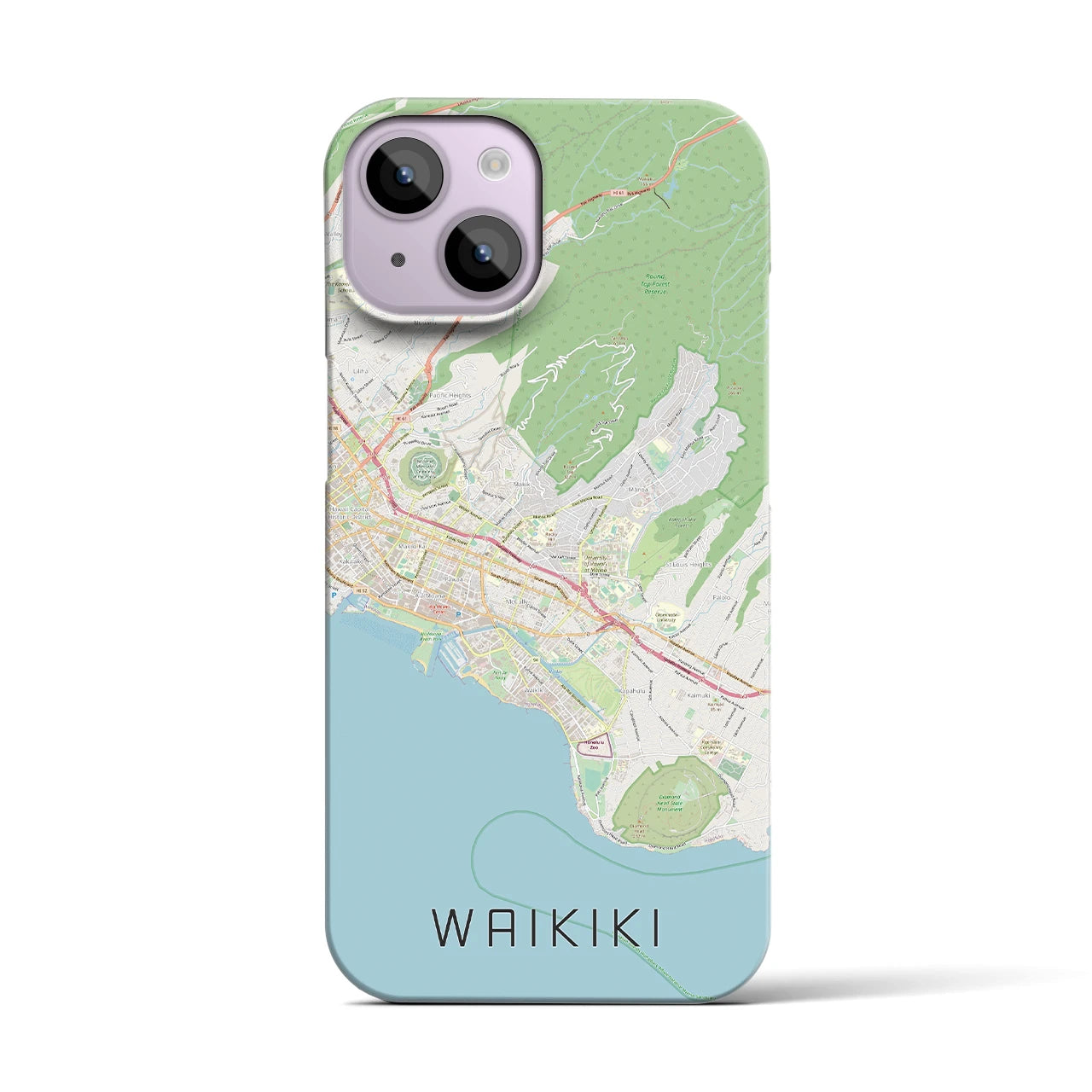 【ワイキキ2(アメリカ)】地図柄iPhoneケース(バックカバータイプ)