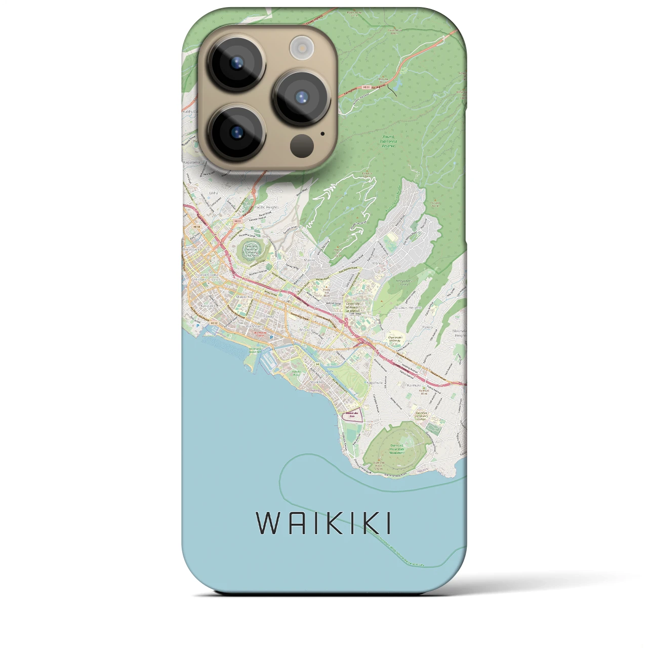 【ワイキキ2(アメリカ)】地図柄iPhoneケース(バックカバータイプ)