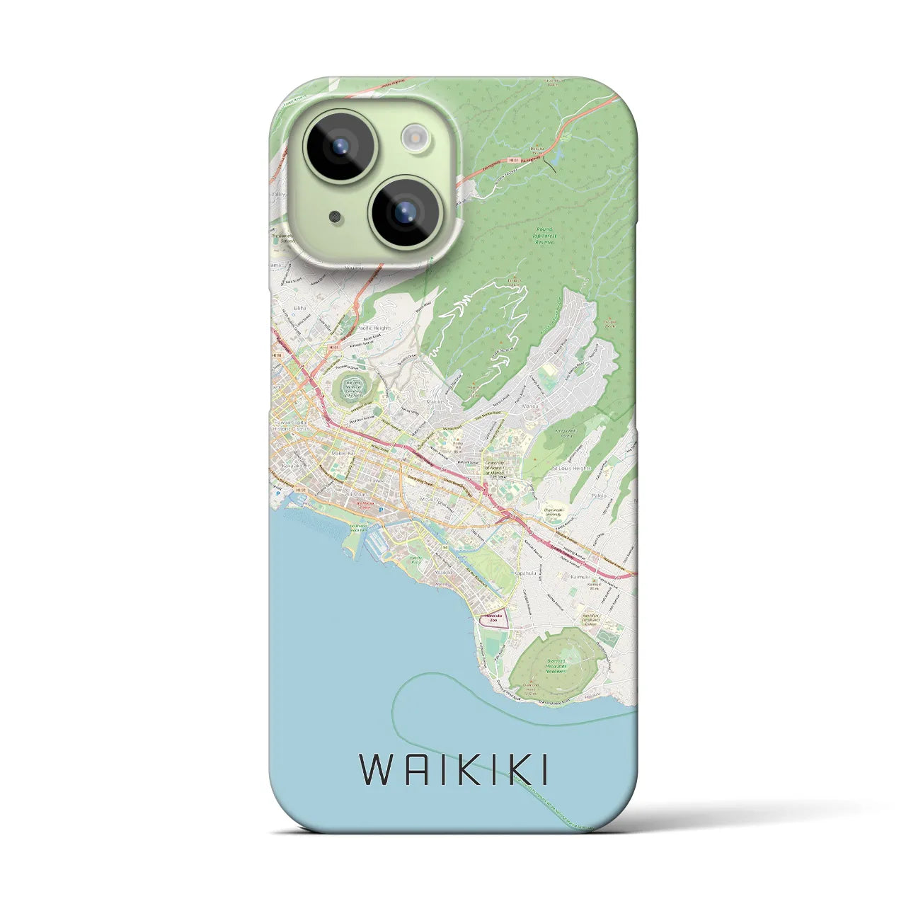 【ワイキキ2(アメリカ)】地図柄iPhoneケース(バックカバータイプ)