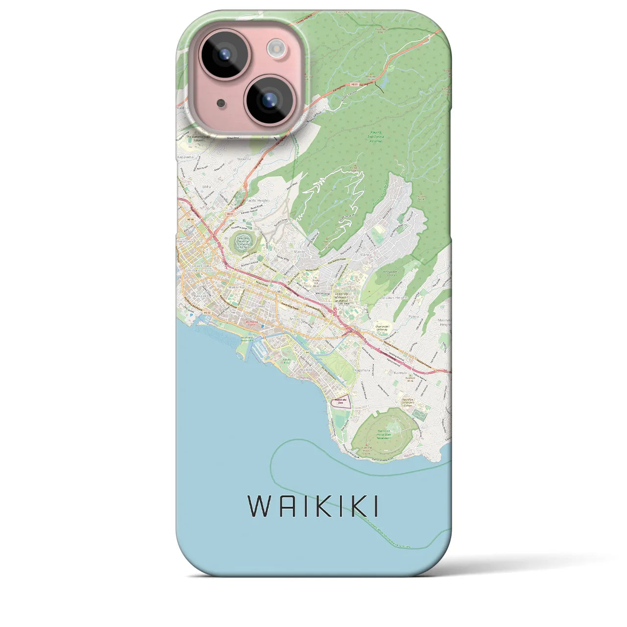 【ワイキキ2(アメリカ)】地図柄iPhoneケース(バックカバータイプ)