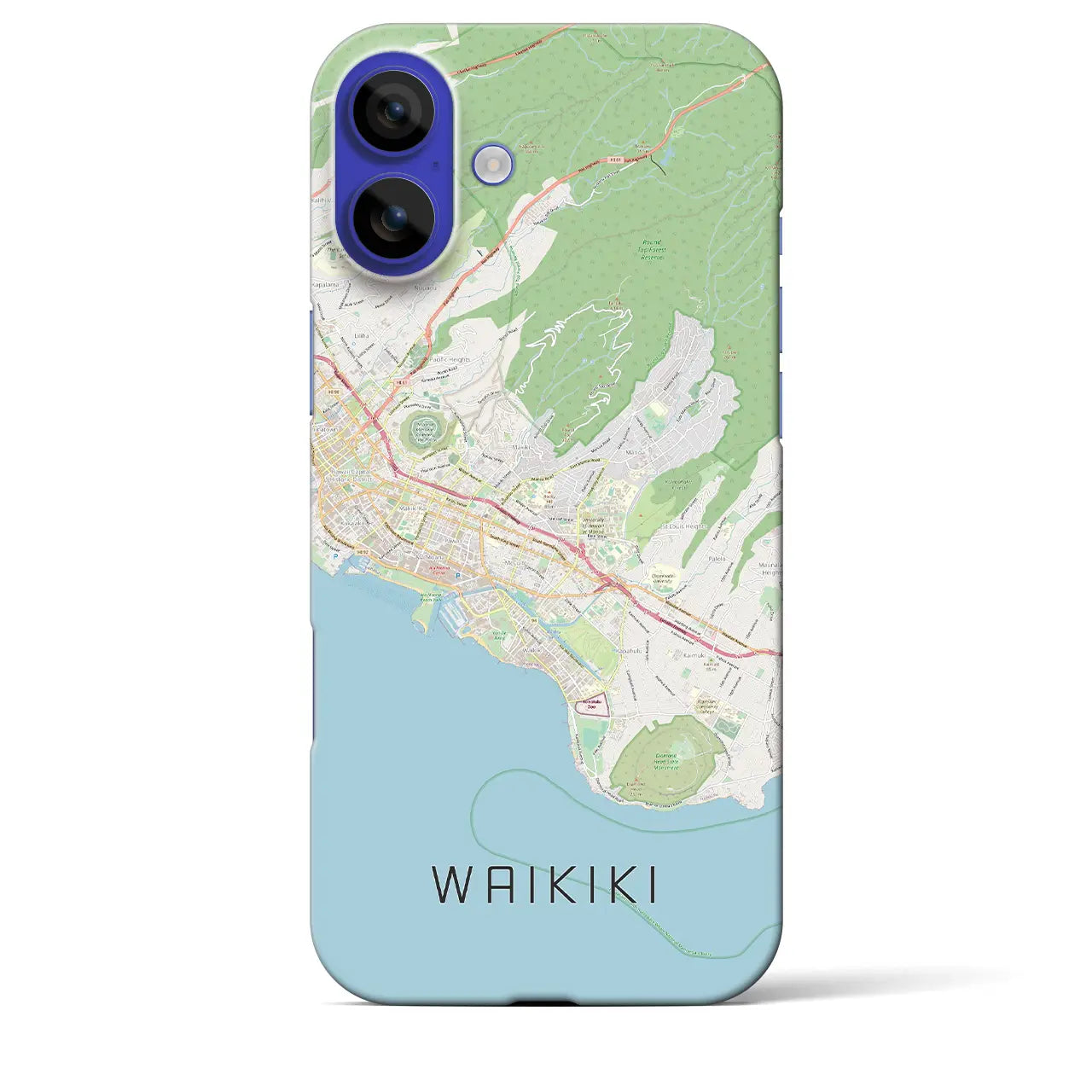 【ワイキキ2(アメリカ)】地図柄iPhoneケース(バックカバータイプ)ナチュラル・iPhone 16 Pro Max 用