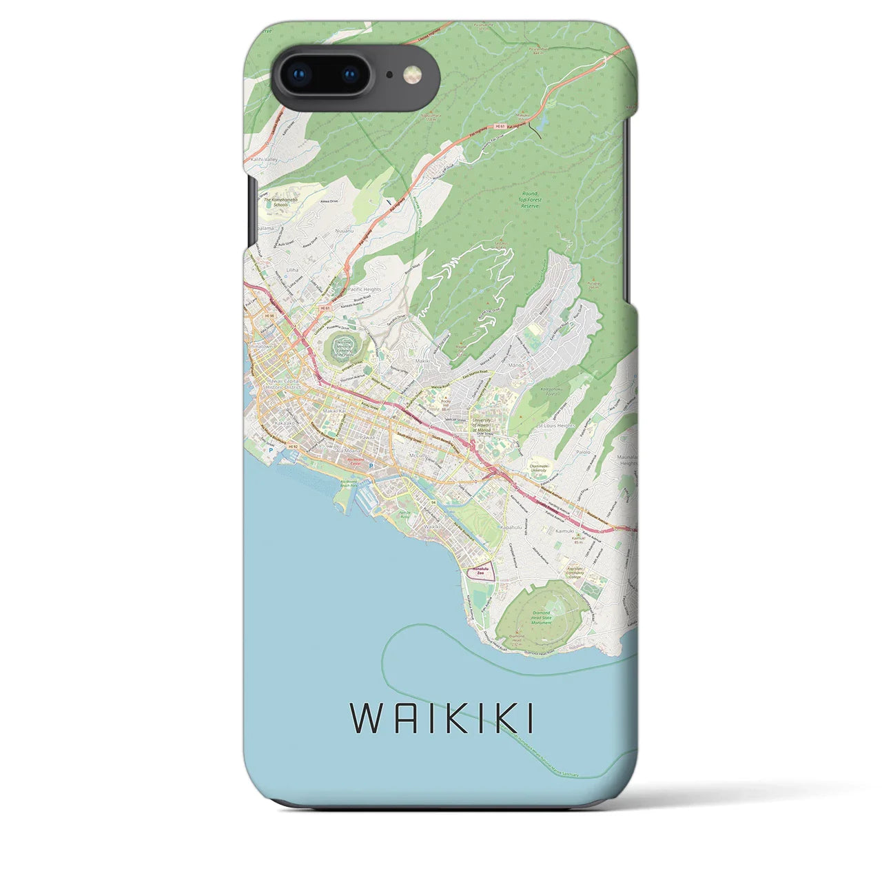 【ワイキキ2(アメリカ)】地図柄iPhoneケース(バックカバータイプ)