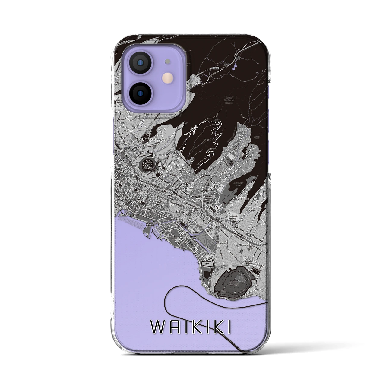 【ワイキキ2(アメリカ)】地図柄iPhoneケース(クリアタイプ)