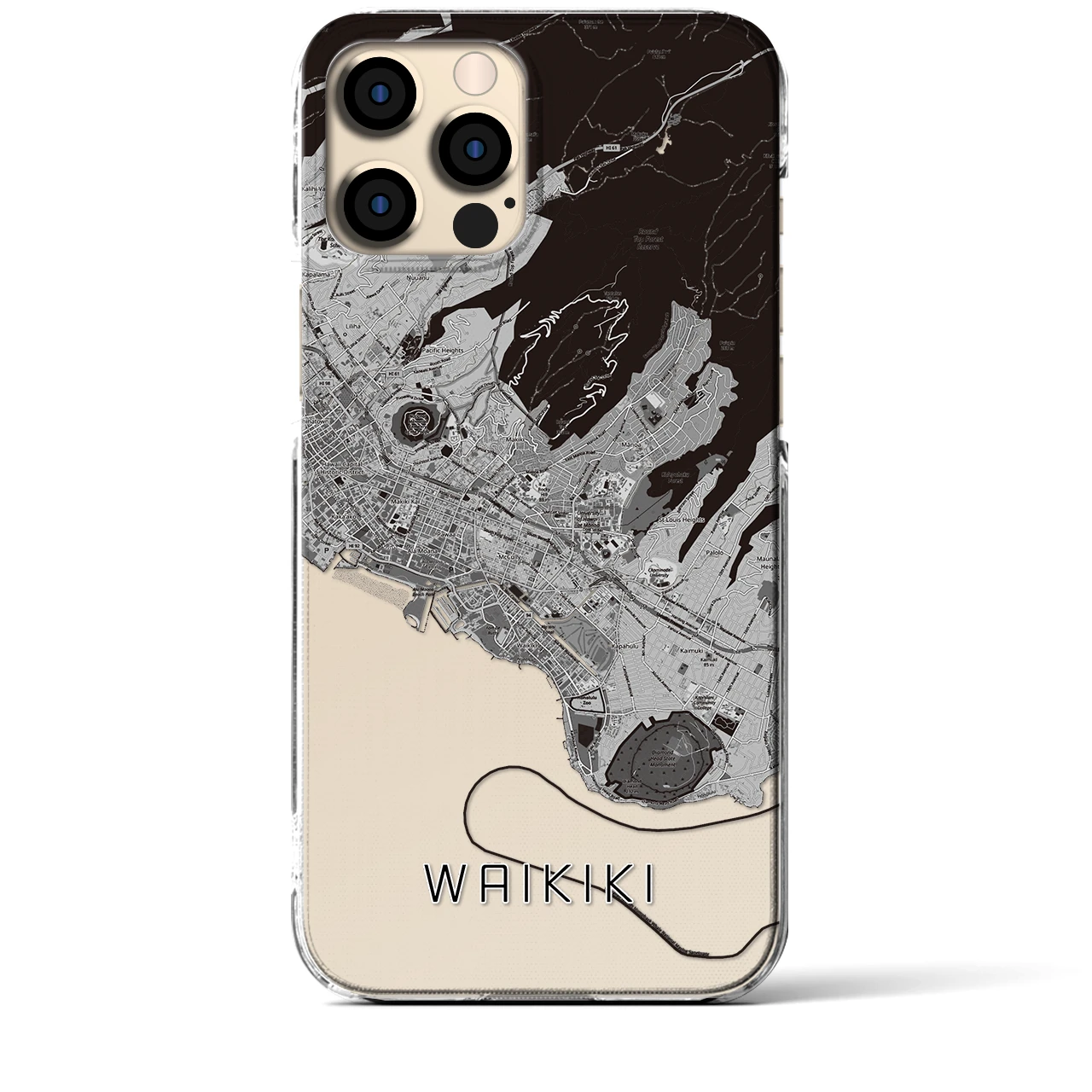 【ワイキキ2(アメリカ)】地図柄iPhoneケース(クリアタイプ)