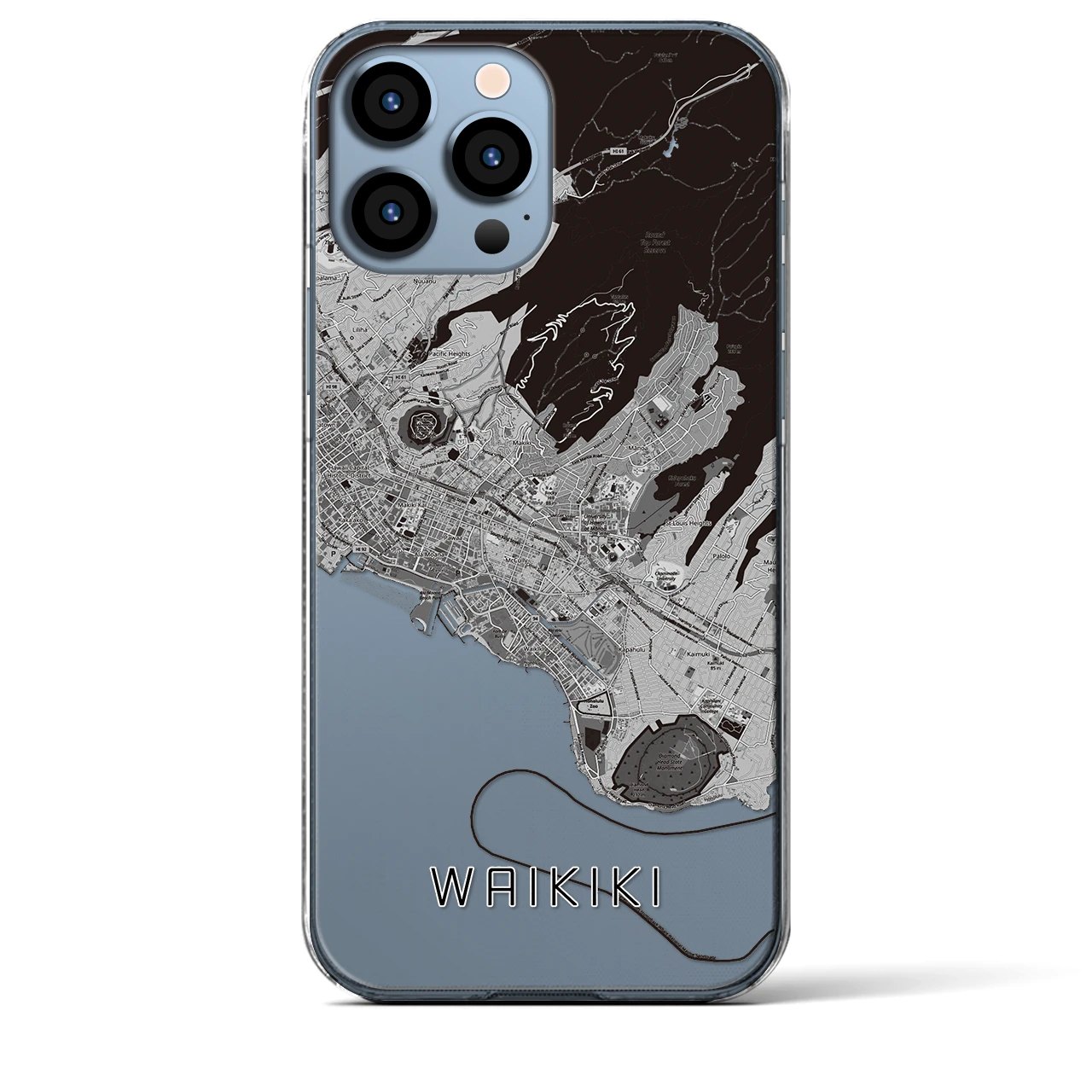 【ワイキキ2(アメリカ)】地図柄iPhoneケース(クリアタイプ)