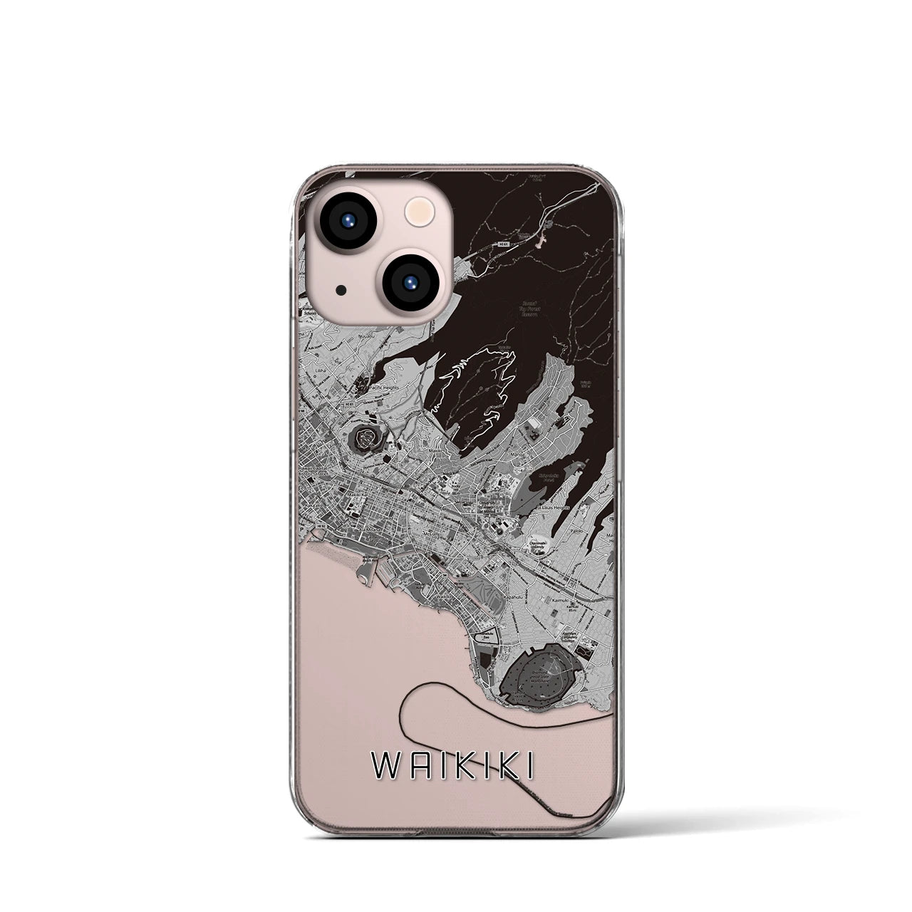 【ワイキキ2(アメリカ)】地図柄iPhoneケース(クリアタイプ)