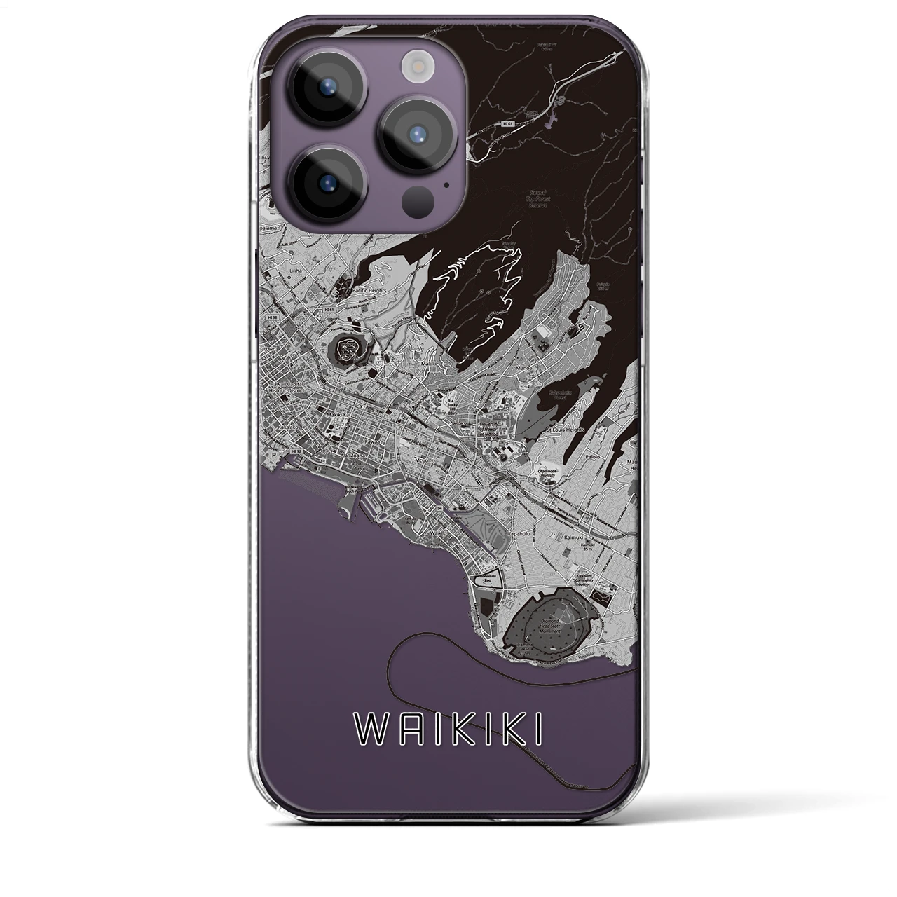 【ワイキキ2(アメリカ)】地図柄iPhoneケース(クリアタイプ)