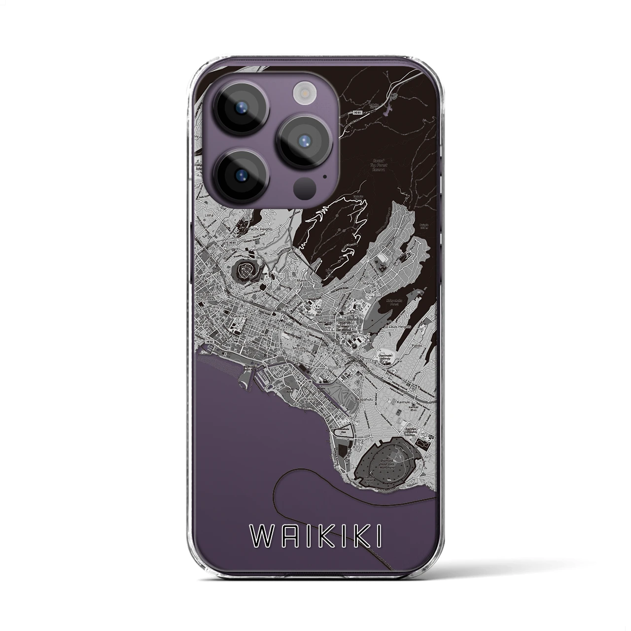 【ワイキキ2(アメリカ)】地図柄iPhoneケース(クリアタイプ)