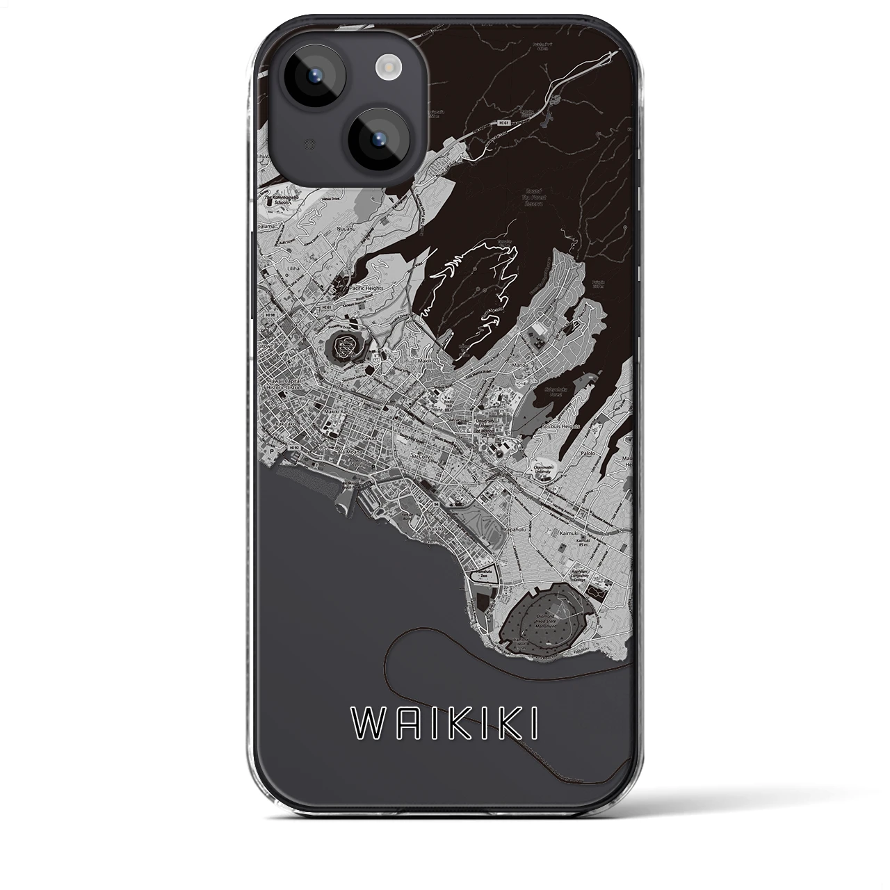 【ワイキキ2(アメリカ)】地図柄iPhoneケース(クリアタイプ)