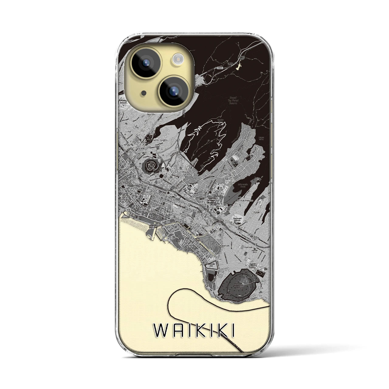 【ワイキキ2(アメリカ)】地図柄iPhoneケース(クリアタイプ)