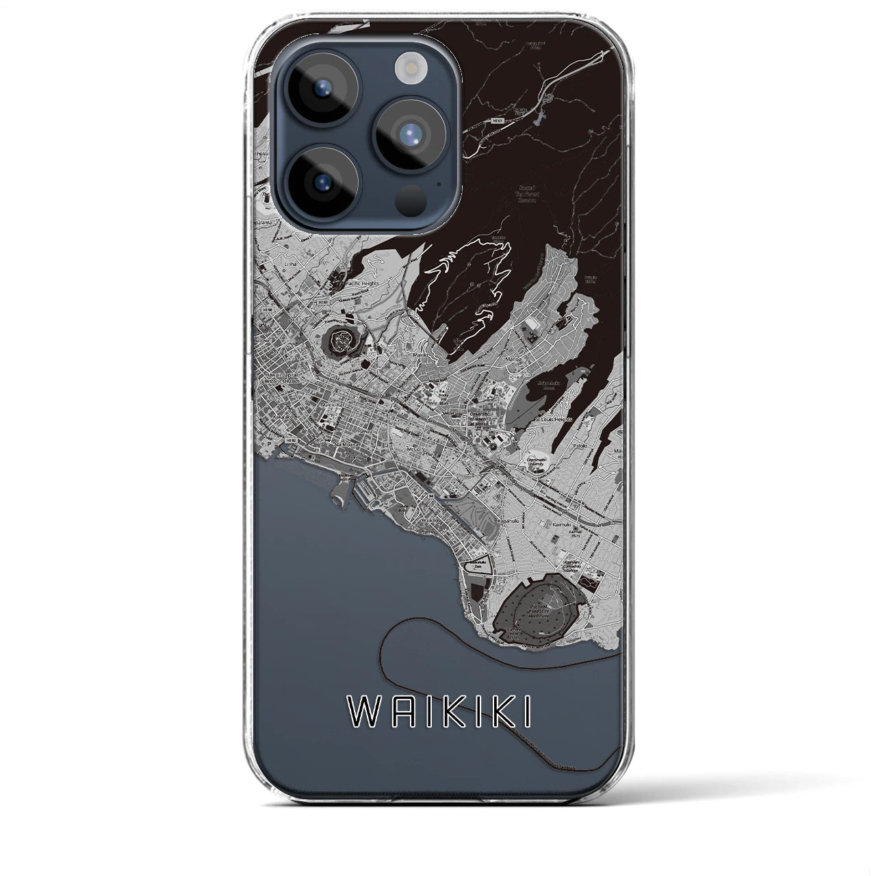【ワイキキ2(アメリカ)】地図柄iPhoneケース(クリアタイプ)
