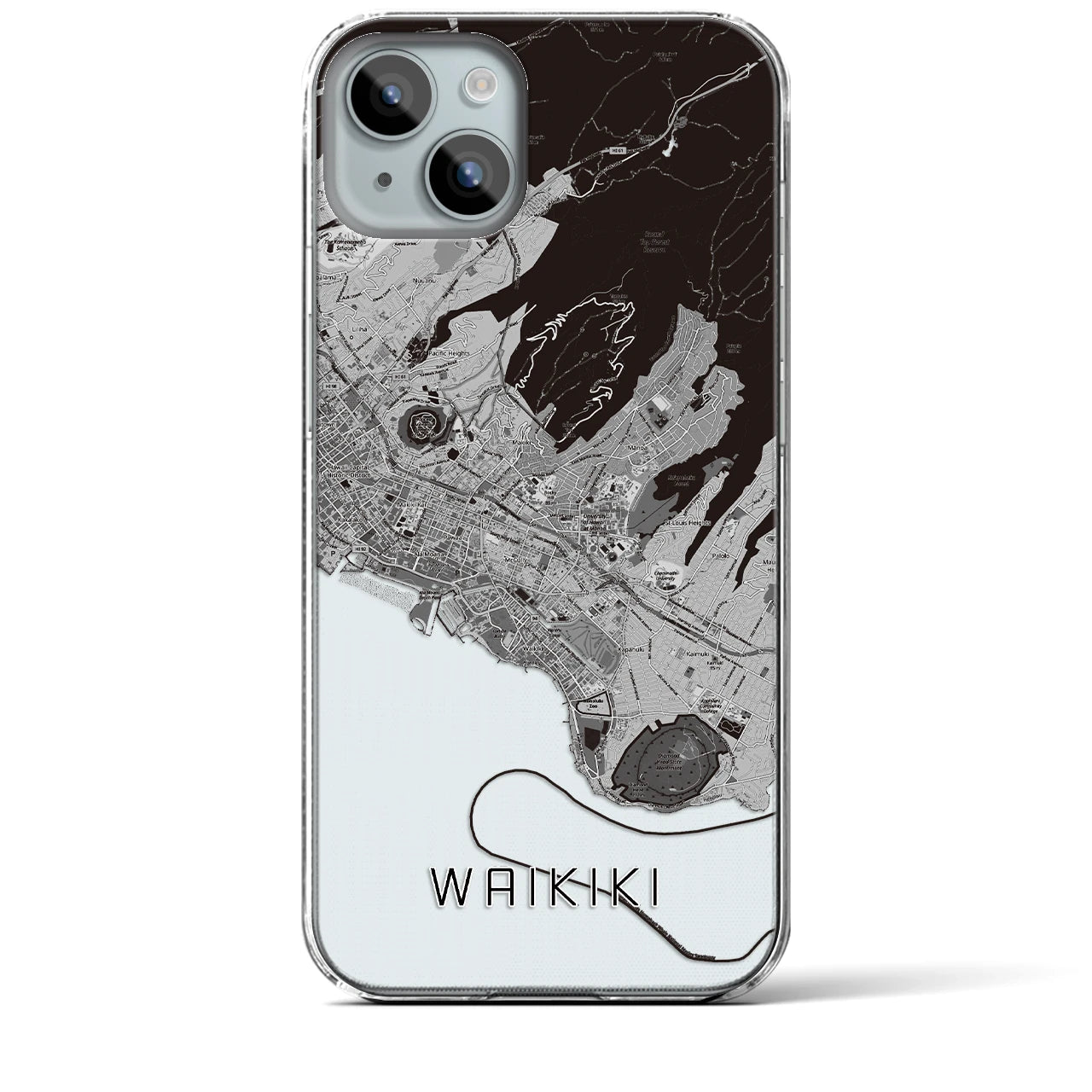 【ワイキキ2(アメリカ)】地図柄iPhoneケース(クリアタイプ)