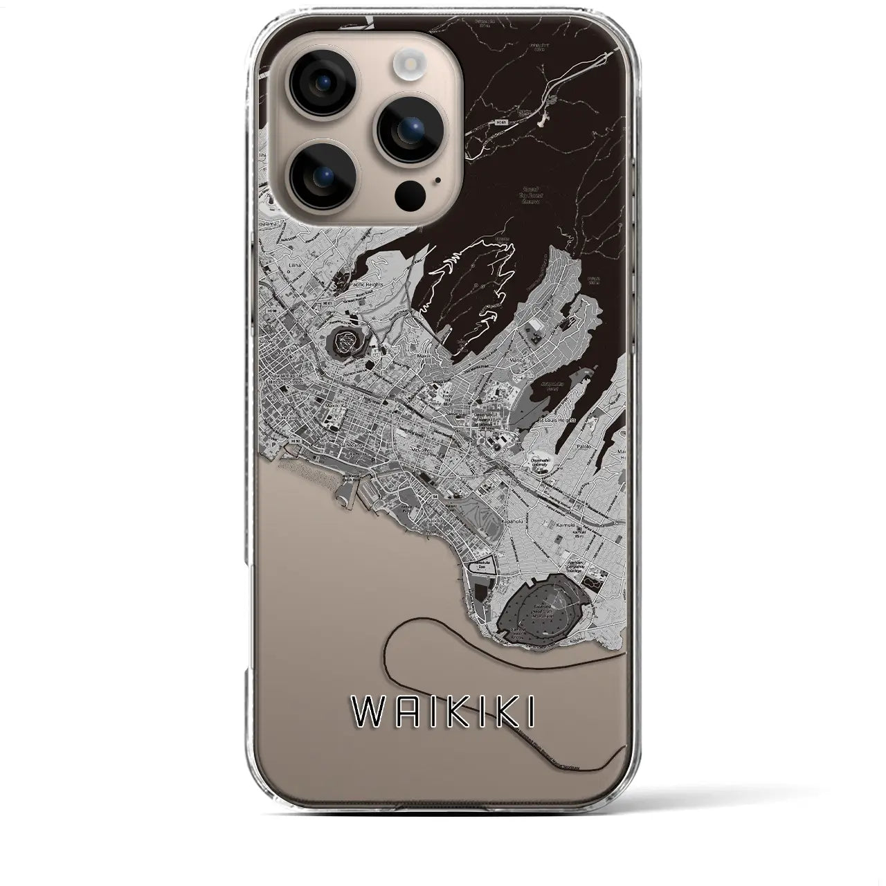 【ワイキキ2(アメリカ)】地図柄iPhoneケース(クリアタイプ)