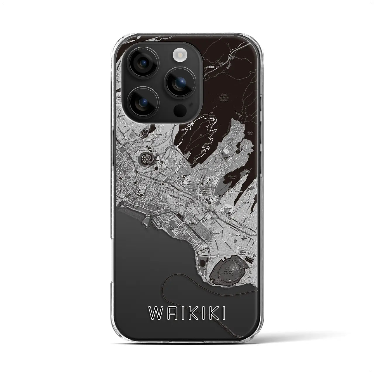 【ワイキキ2(アメリカ)】地図柄iPhoneケース(クリアタイプ)