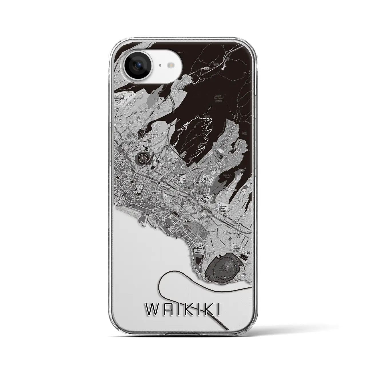 【ワイキキ2(アメリカ)】地図柄iPhoneケース(クリアタイプ)