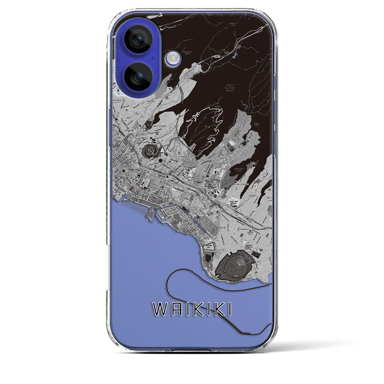 【ワイキキ2(アメリカ)】地図柄iPhoneケース(クリアタイプ)
