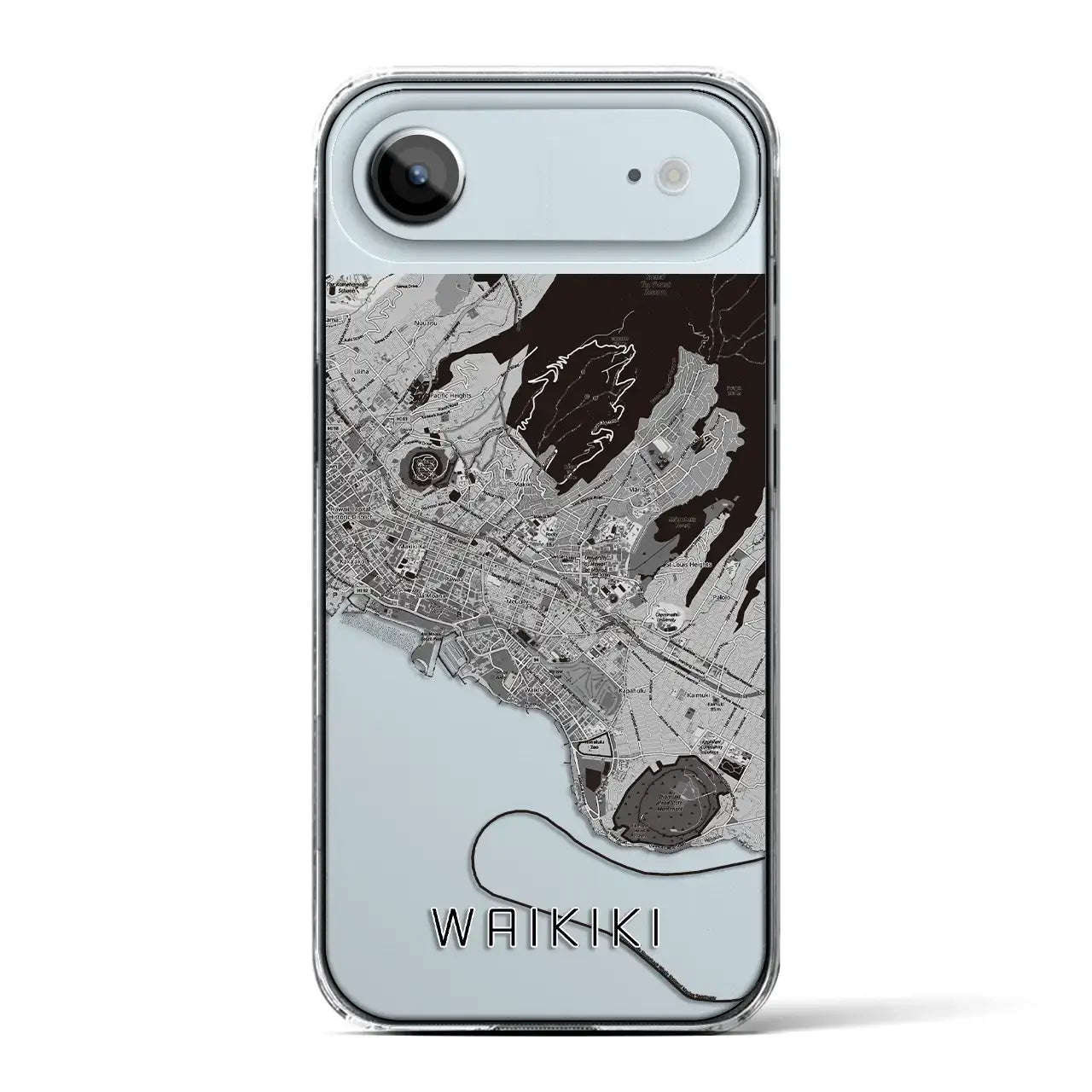 【ワイキキ2(アメリカ)】地図柄iPhoneケース(クリアタイプ)
