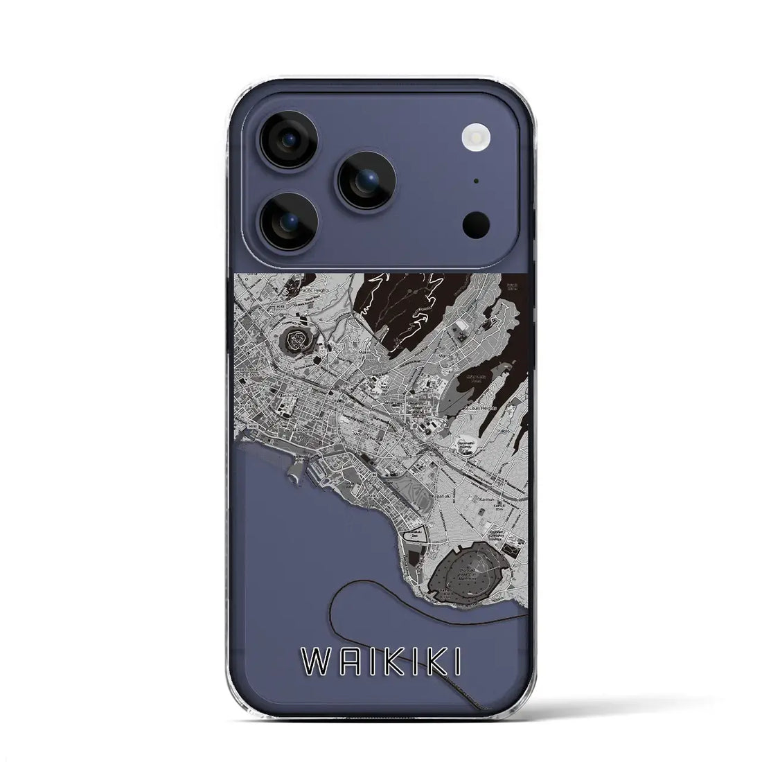 【ワイキキ2(アメリカ)】地図柄iPhoneケース(クリアタイプ)