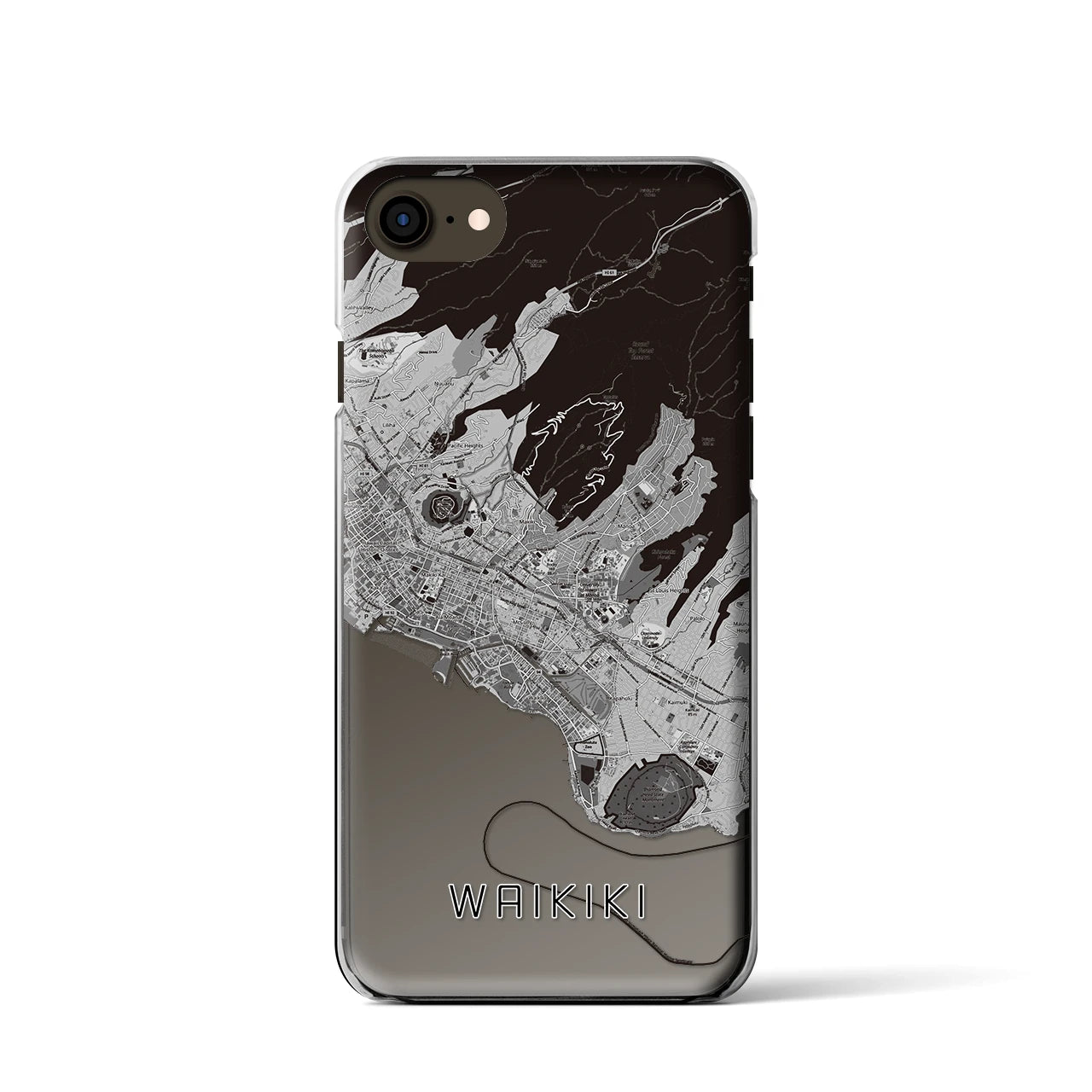 【ワイキキ2(アメリカ)】地図柄iPhoneケース(クリアタイプ)