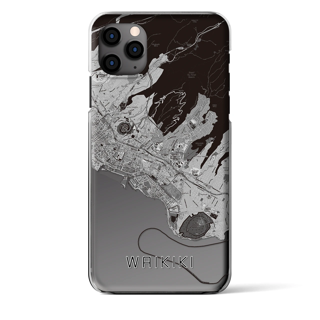 【ワイキキ2(アメリカ)】地図柄iPhoneケース(クリアタイプ)