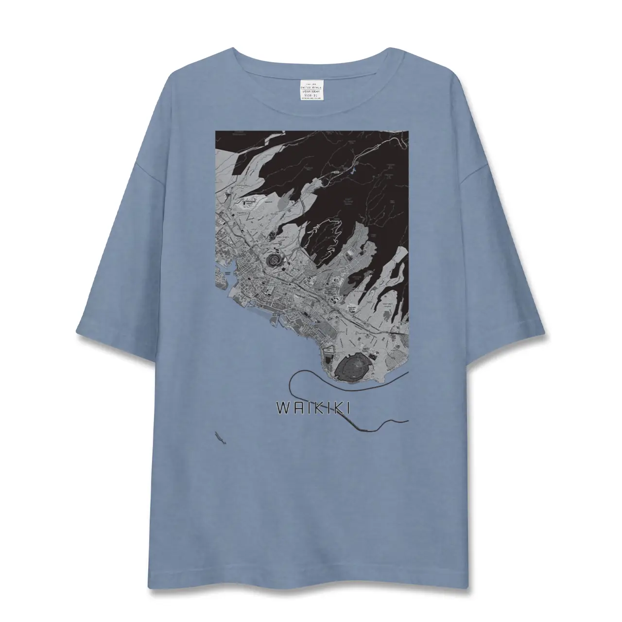 【ワイキキ2(アメリカ)】地図柄ビッグシルエットTシャツ