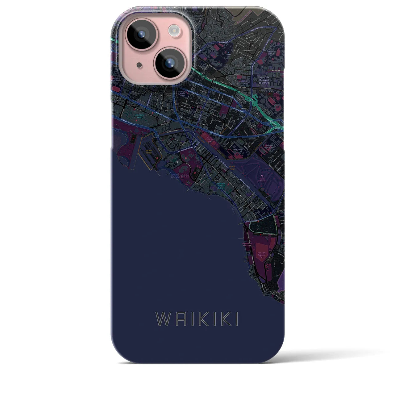 【ワイキキ(アメリカ)】地図柄iPhoneケース(バックカバータイプ)